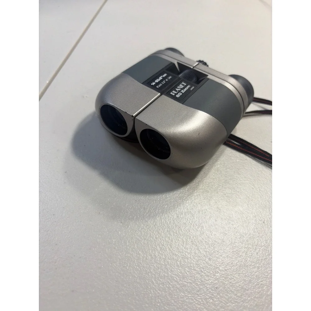 Vintage Planet 60 Zoom Binoculars 14-60x27mm Japan Silver Grey Compact Optics